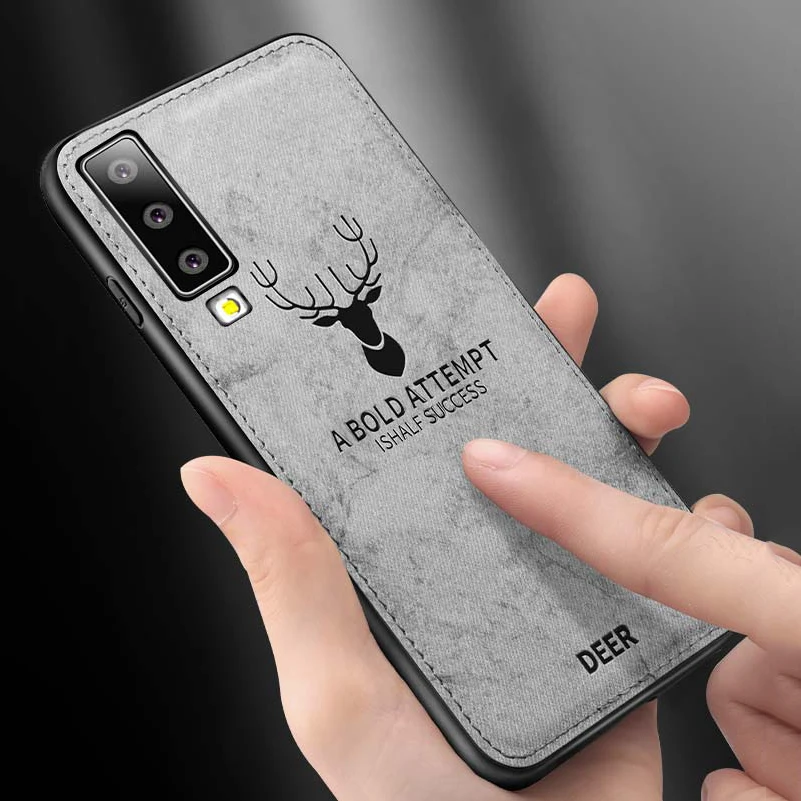 MAKAVO для Samsung Galaxy A7 2018 A750 чехол Ретро ткань текстура мягкий телефона чехлы