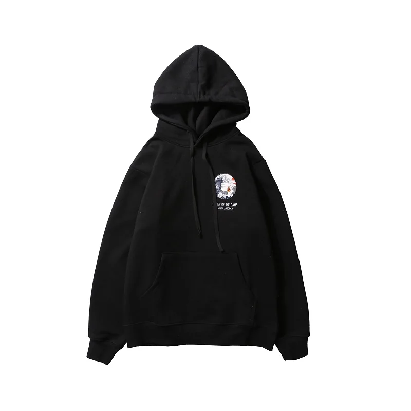 QoolXCWear, зимние, японский стиль, хип-хоп, повседневные толстовки, японская вышивка, забавный кот, волнистый принт, флисовые толстовки, уличная одежда