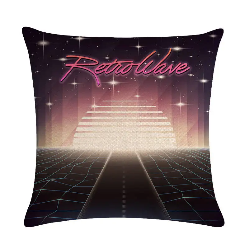 Наволочка в стиле ретро с волнистым фоном геометрическим рисунком для дивана