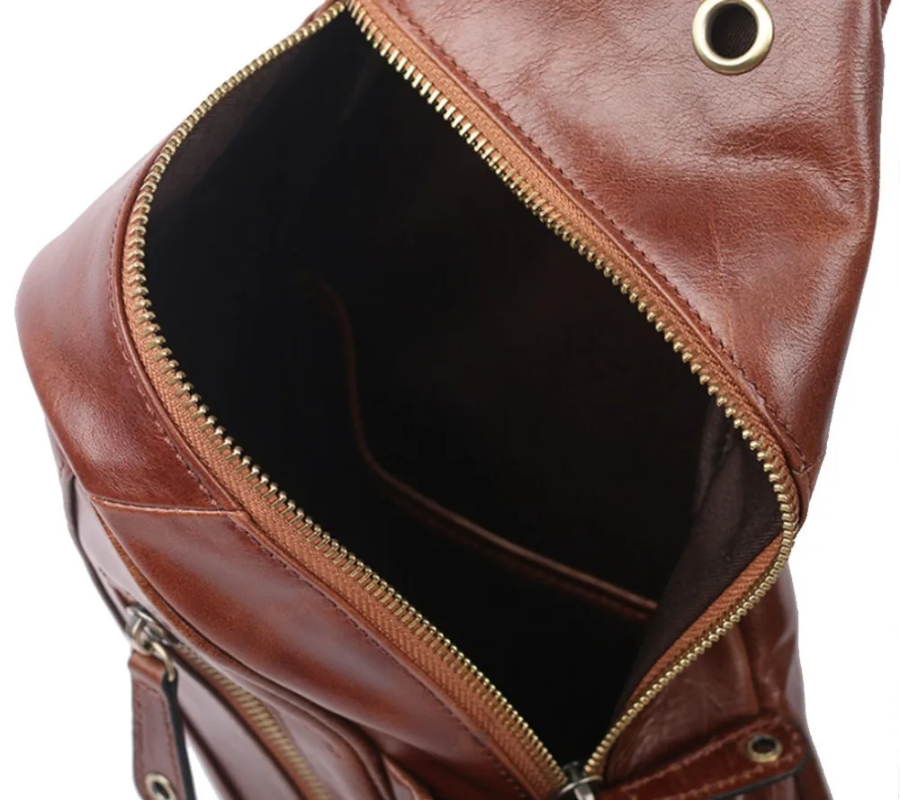 Нагрудная Сумка слинг для мужчин мессенджер из натуральной вощеной воловьей