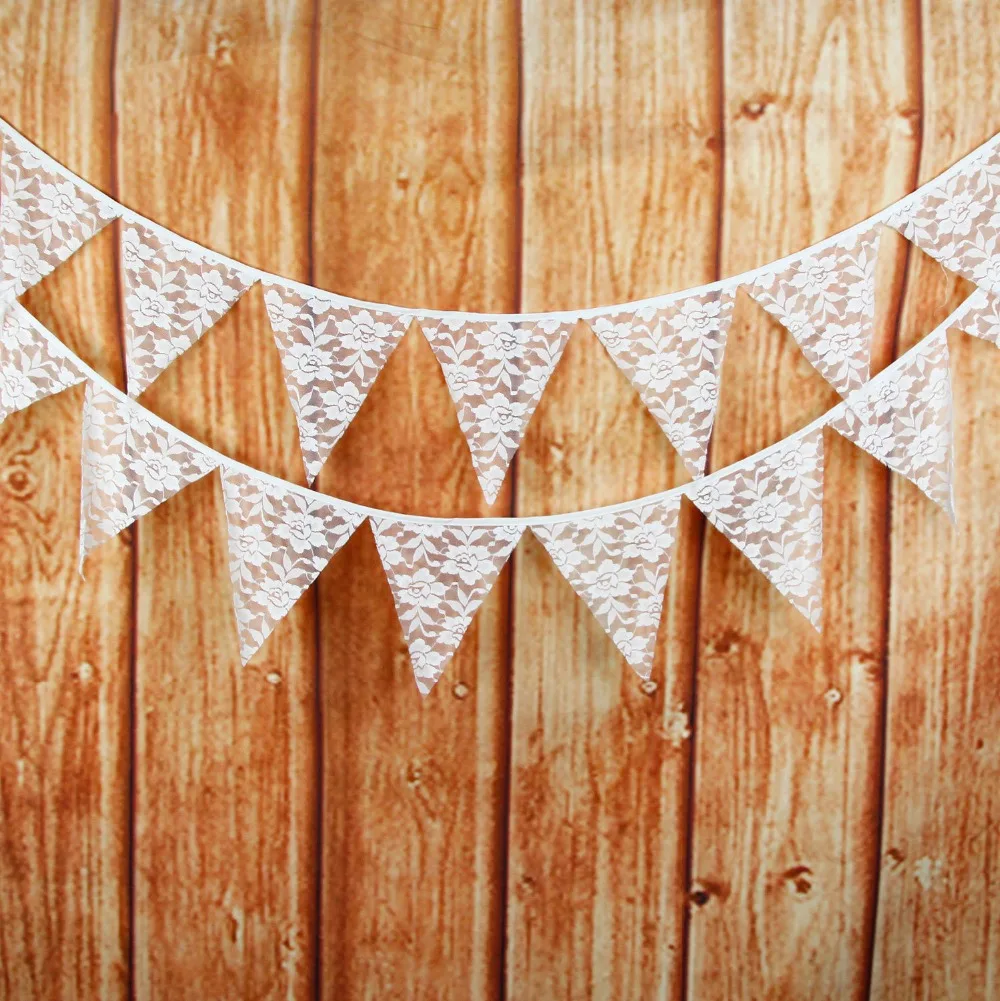 12 флаги 3.2 м белый Кружево хлопок Ткань овсянка Вымпел флаг баннеры Свадьба деко