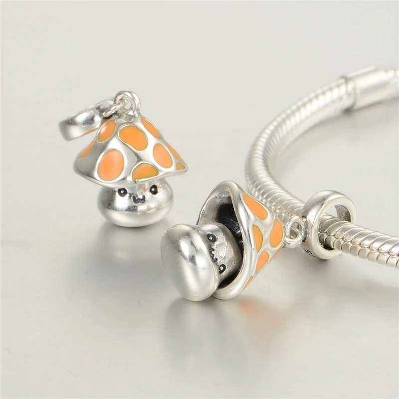 Подвеска в виде гриба из серебра 925 пробы с эмалью S262H20|charm pendant|mushroom charmcharm pendant diy |