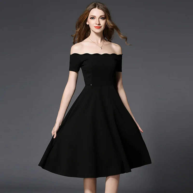 Европейские высококачественные модные Женская одежда черное платье грудь