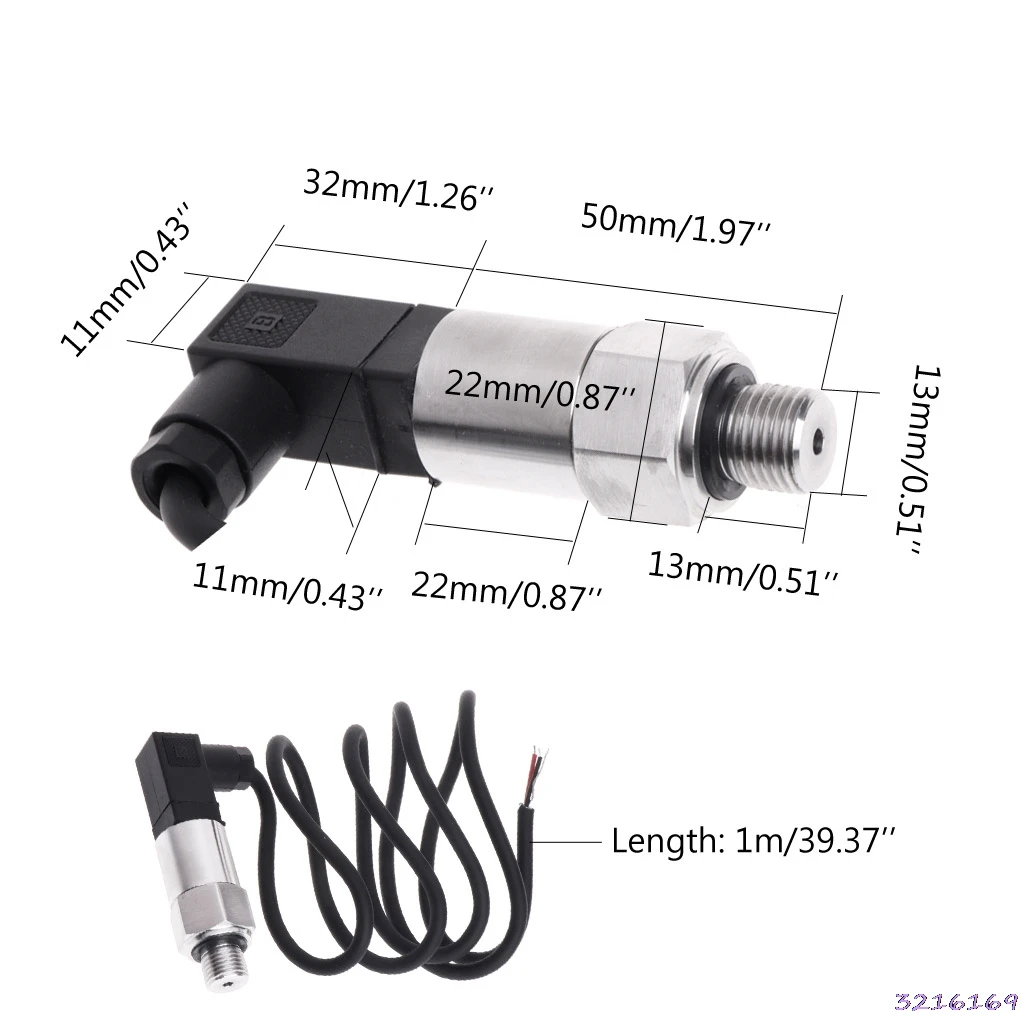 Pressure Transmitter Transducer Sensor 0-10bar 9-32VDC G1/4 4-20mA 0.5% | Инструменты