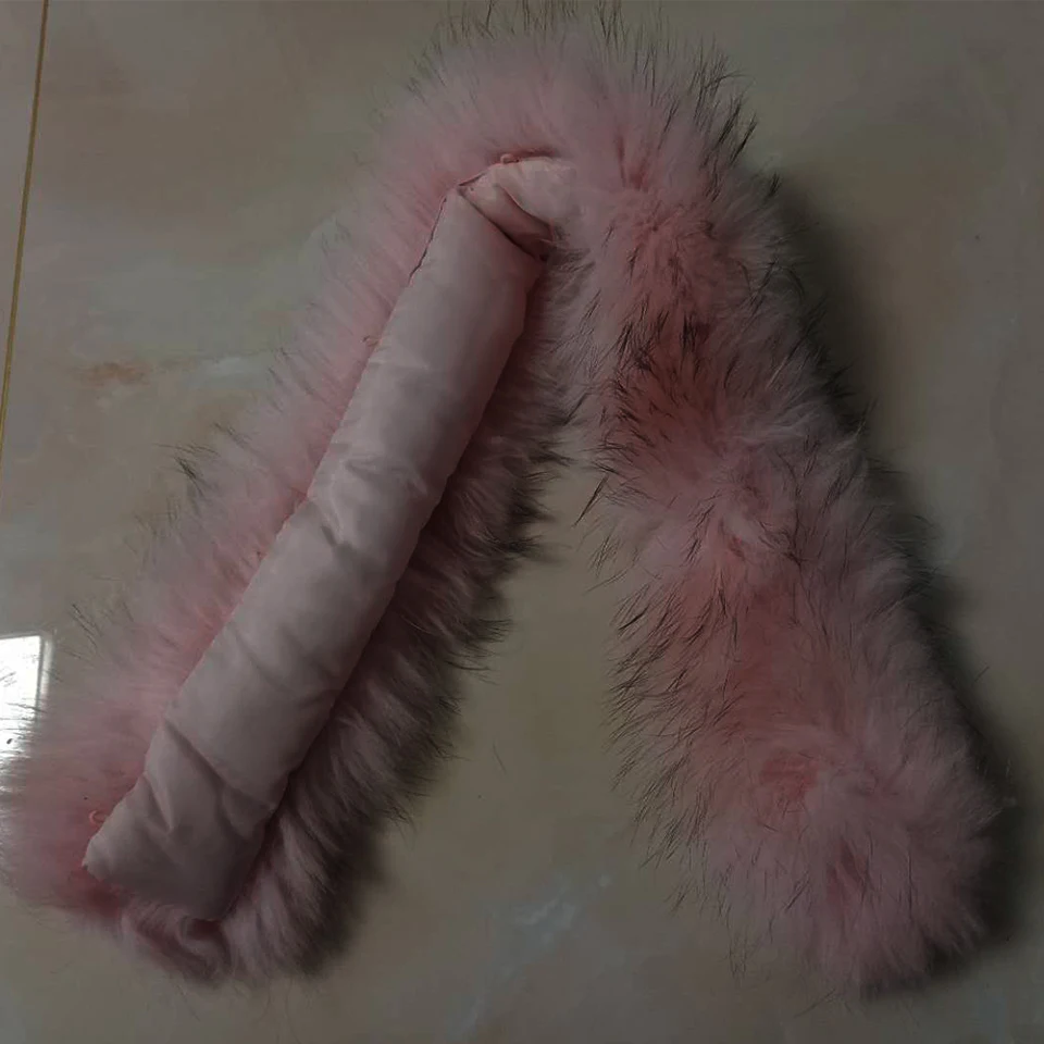 Меховой воротник из натурального енота зимний теплый шарф для женщин капюшон