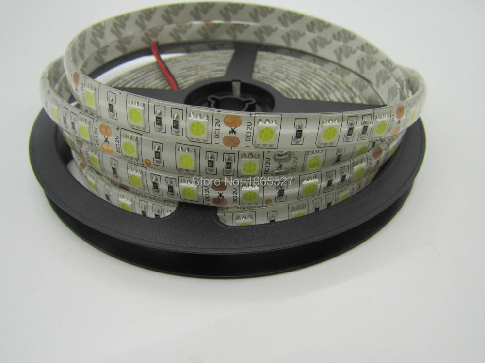 5M 60LEDs SMD 5050 Flexible LED Strip lightBlue Color60LEDs/m 5M/roll DC12V input White PCB Waterproof silicon coating IP65 | Лампы и