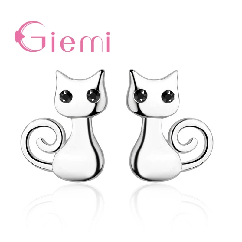 

Серьги-гвоздики женские из серебра 925 пробы, в виде кошки