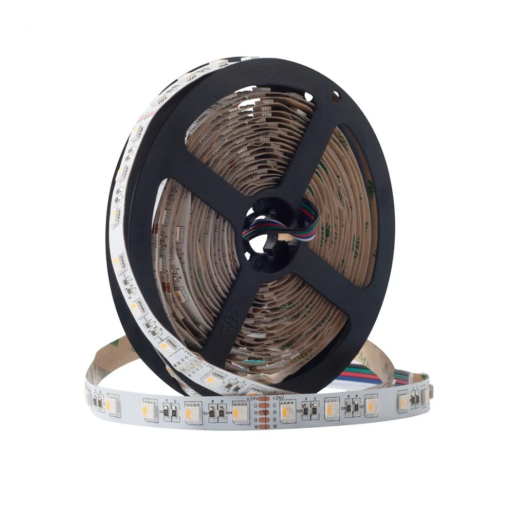 4 в 1 RGBW Светодиодные ленты света 5050 DC12V 24 V гибкий светодиодный клейкие света RGB+ белый/RGB+ теплый белый Светодиодные ленты 60 светодиодный s/m 5 м/лот