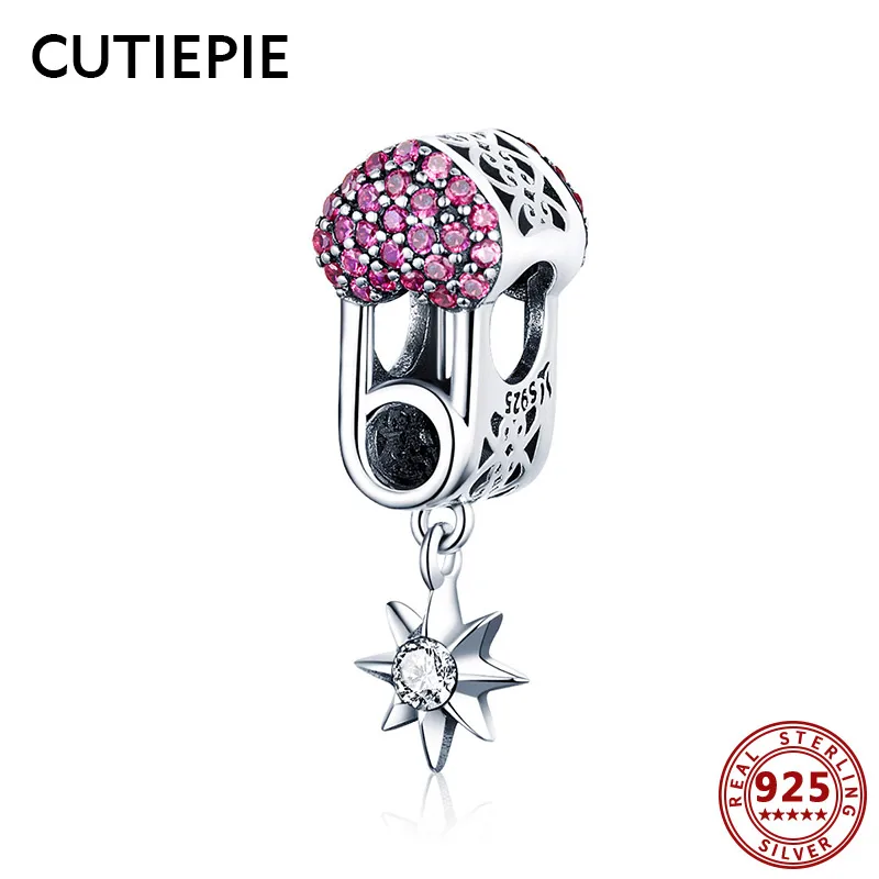 CUTIEPIE любовь Кнопка Форма Бусины стерлингового серебра 925 Подвески для женщин