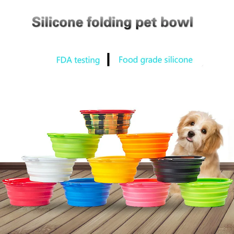 

Small pet folding bowl silicone outdoor travel portable dog and cat supplies