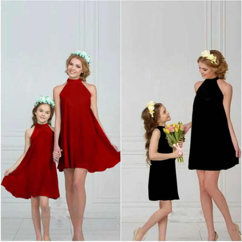 LILIGIRL/Новинка года; Одинаковая одежда для семьи; шифоновое мини-платье для мамы и дочки; элегантная праздничная одежда для девочек