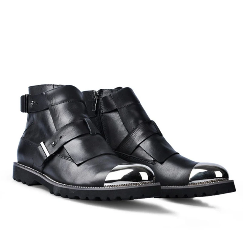 Мужская обувь из натуральной кожи Chaussure с цепочкой и металлическими