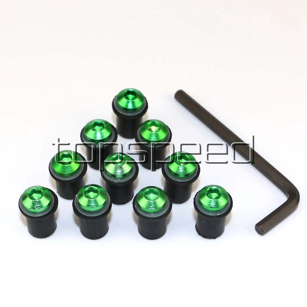 

10 шт. зеленые болты для ветрового стекла мотоцикла