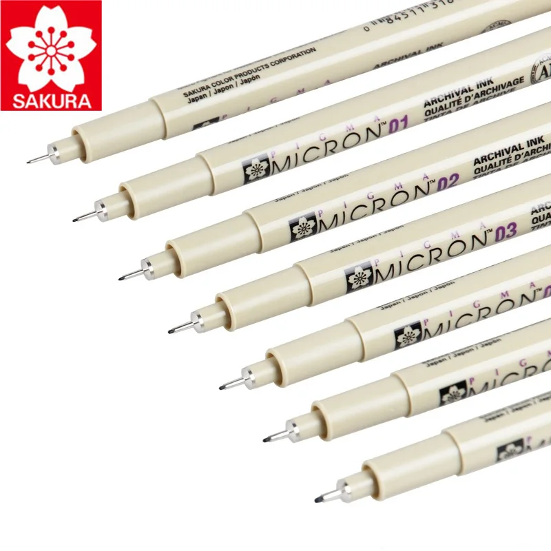 Sakura Pigma Микрон иглы для рисования 7 шт./лот Micron игла эскизов мультфильмов