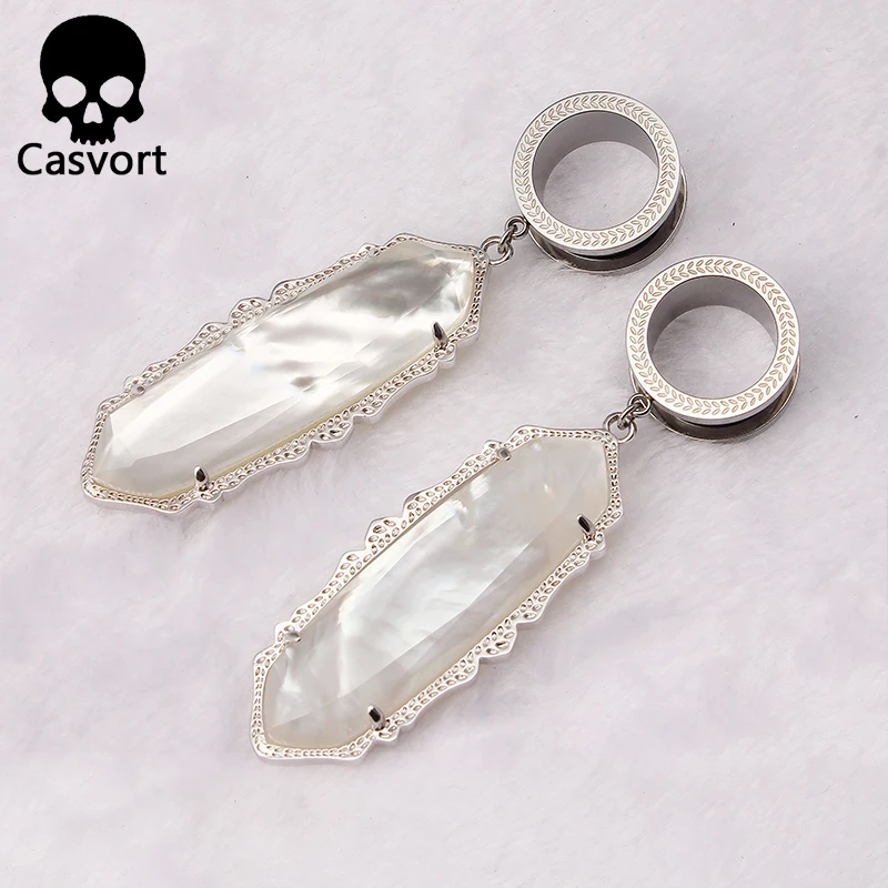 Модные серьги Casvort с белым жемчугом, полудрагоценный камень, покрытый родием, современные серьги, украшения для тела для женщин,, подарок