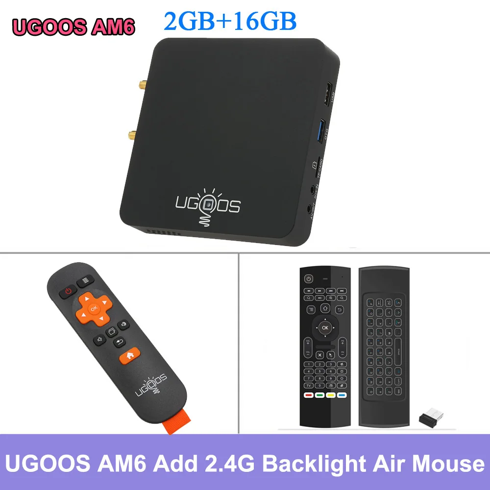 2G16G Add Air Mouse UGOOS AM6 2 Гб 16 Гб ТВ приставка Smart Android 9,0 приставка Amlogic S922X 2,4G& 5G WiFi 1000M LAN DLNA BT 5,0 4K HD медиаплеер - Цвет: 2G16G Add Air Mouse
