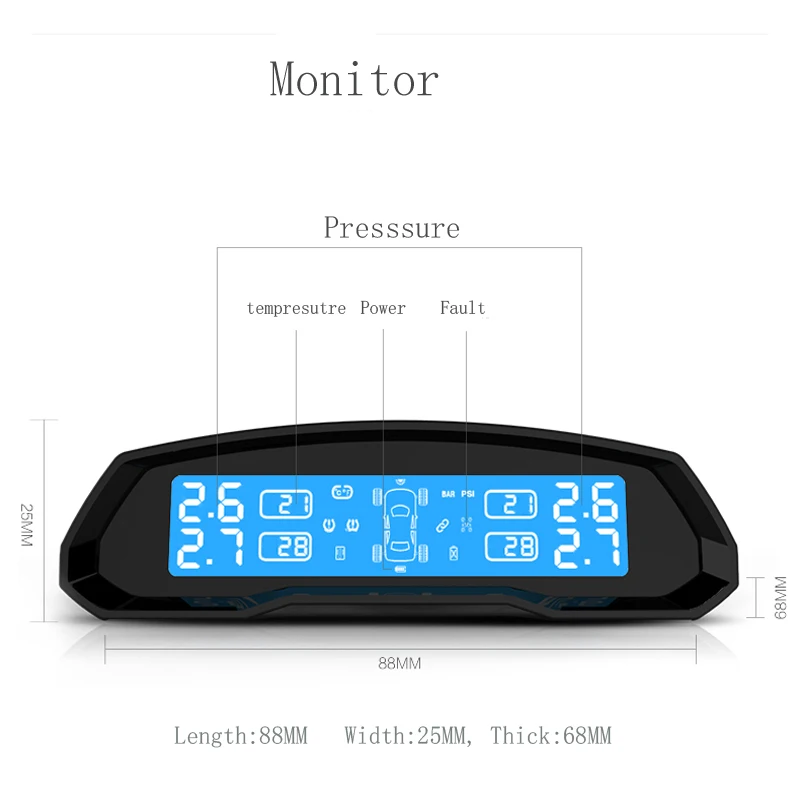 Система контроля давления в шинах TPMS с ЖК дисплеем беспроводная система 4 внешних