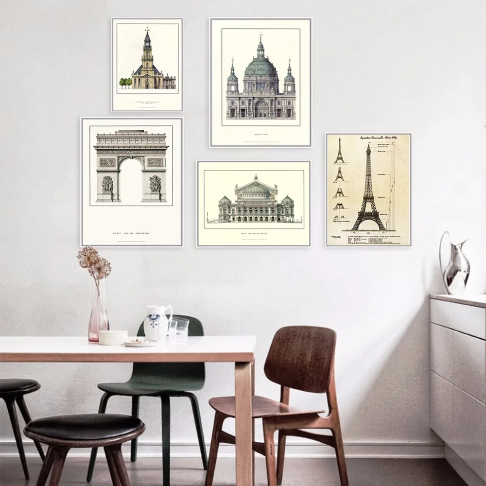 Живопись маслом Известный архитектурный пейзаж Абстрактная Картина на холсте