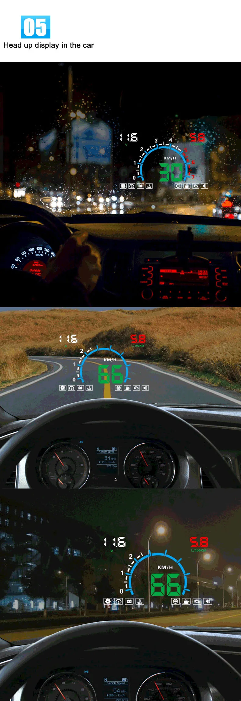 XYCING E350 HUD 5,8 дюймов Автомобильный дисплей лобовое стекло проектор OBD2 данные вождения Предупреждение предупреждение о превышении скорости MPH топлива спидометр