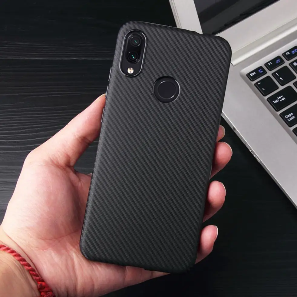 Для Xiaomi Redmi Note 7 Чехол тонкий углеродное волокно Текстура ТПУ силиконовый чехол