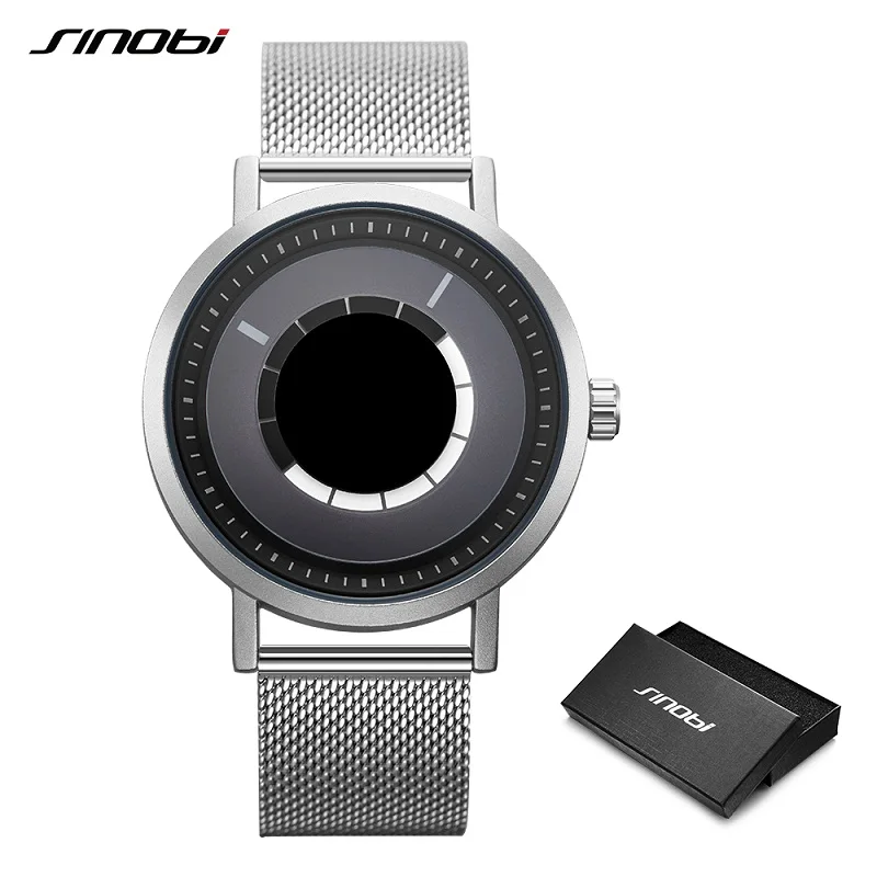 Silver Watch SINOBI Новые Уникальные вращающиеся креативные Дизайнерские мужские кварцевые часы мужские повседневные наручные часы мужские подарки синие мужские часы Reloj Hombre - Цвет: Silver Watch