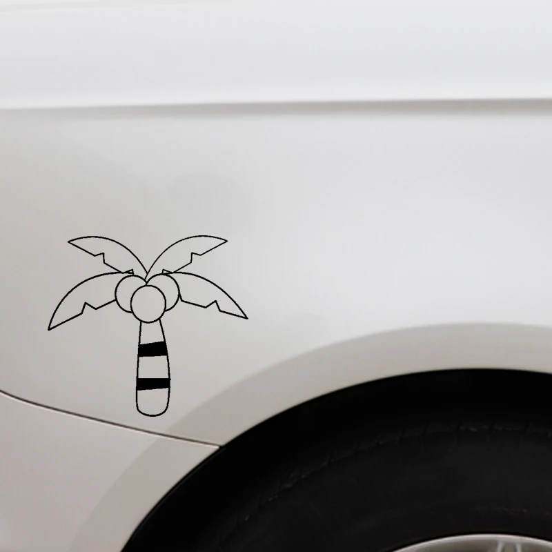 YJZT 15.1CM*13.7CM Car Sticker Vinyl Decal Coconut Tree Cartoon Creativity Black/Silver C23-1004 | Автомобили и мотоциклы