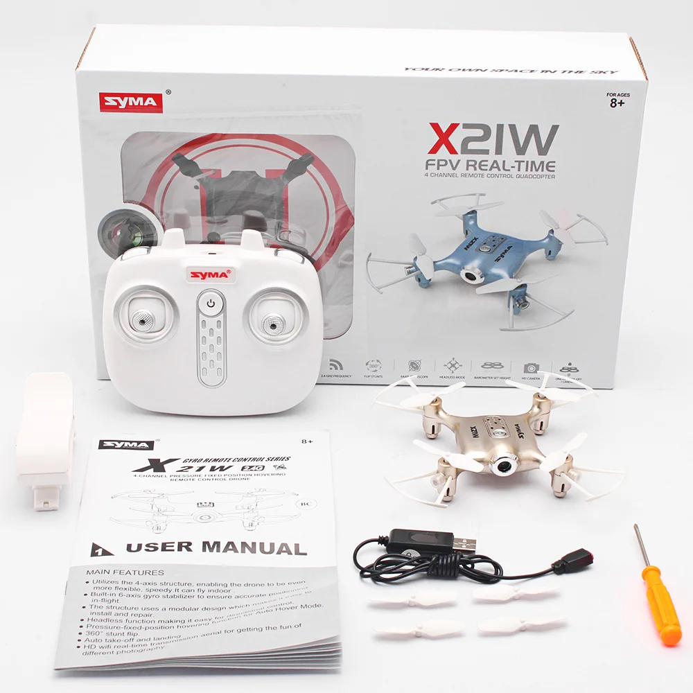 SYMA X21W микро RC Квадрокоптер дроны WiFi FPV 0.3MP камера 3D флип игрушки Квадрокоптеры