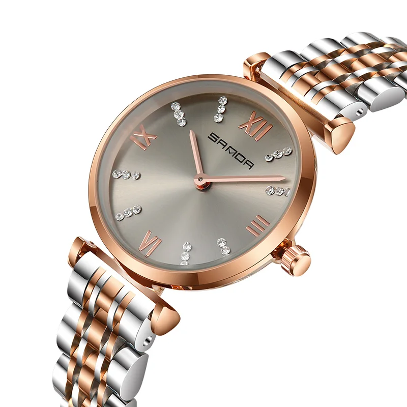 Grey Dial SANDA 235 супер тонкие часы из розового золота и нержавеющей стали для женщин Топ бренд Роскошные повседневные часы женские наручные часы Relogio Feminino - Цвет: Grey Dial