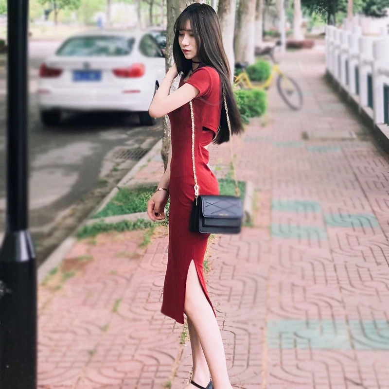 women dress sexy pencil solid hollow out short sleeve regular mid-calf length empire o-neck collar 2018 spring autumn new female | Женская