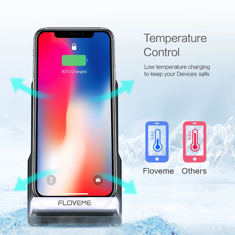 FLOVEME 10 Вт Беспроводное зарядное устройство для iPhone 8/X/8 Plus Беспроводная зарядка