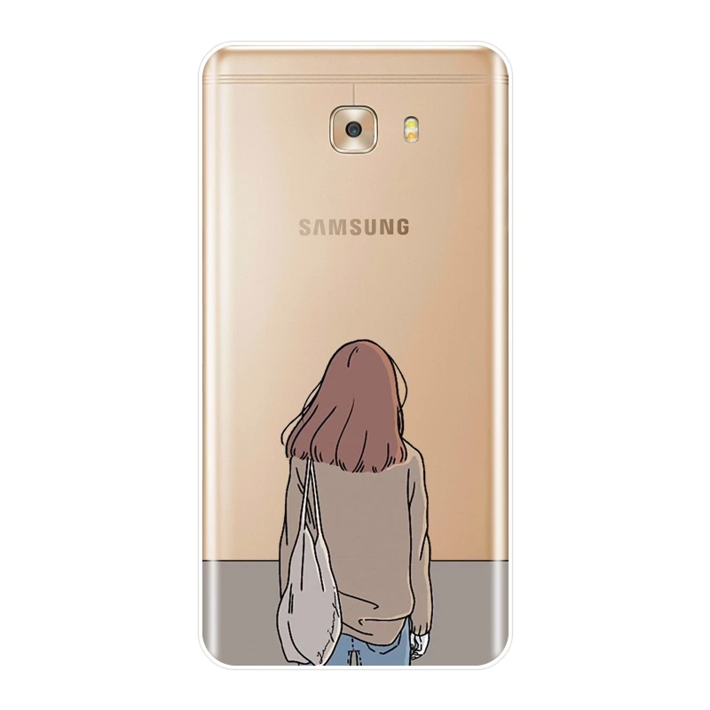 TPU Cartoon Girl Japan Aesthetic Phone Case For Samsung Galaxy C5 C7 C8 Silicone Soft Back Cover C9 Pro | Мобильные телефоны и