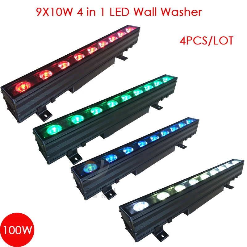 4 шт./лот 9X10W RGBW 4in1 DMX управление Открытый Пейзаж лампа светодиодные настенные