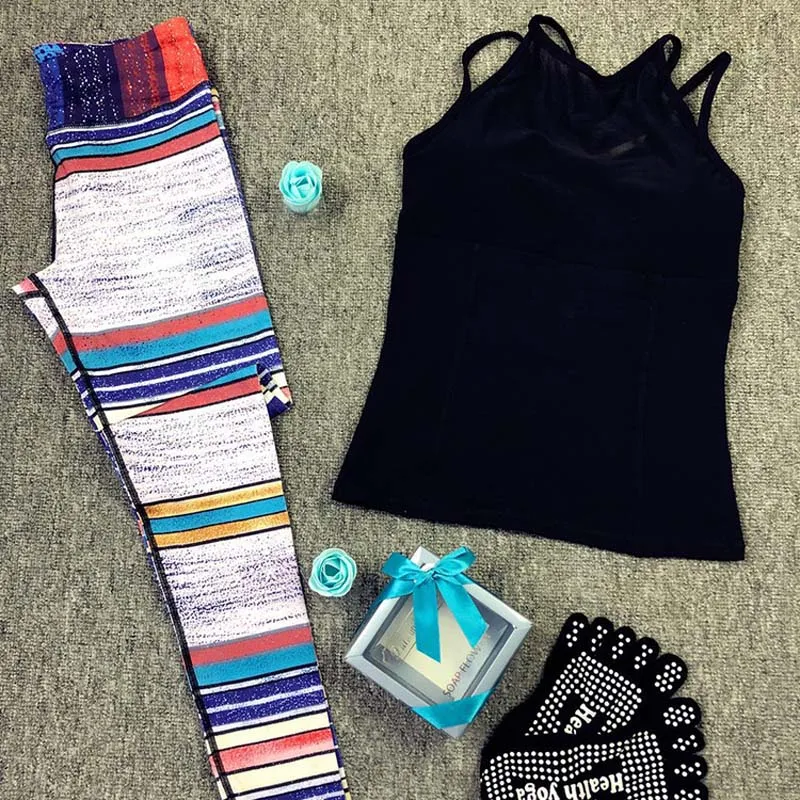 Friction line set Спортивный костюм в стиле ретро с цветочным принтом, одежда для фитнеса, женский спортивный костюм, женский сексуальный комплект для бега, йоги, спортивный топ, леггинсы - Цвет: Friction line set