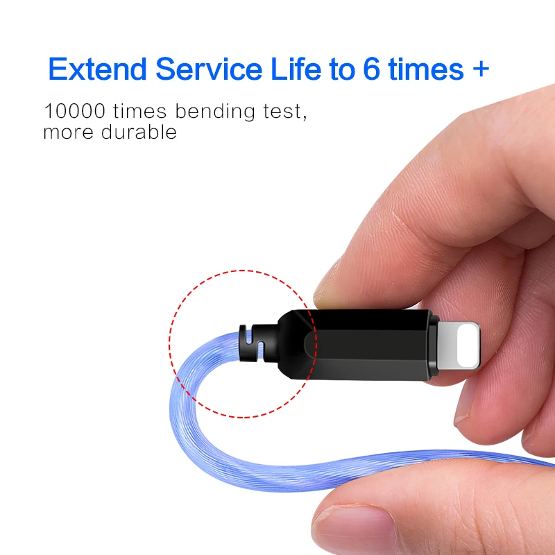 Светодиодные USB кабели Power4 1 5 м для iPhone Micro Type C кабель быстрой зарядки мобильных