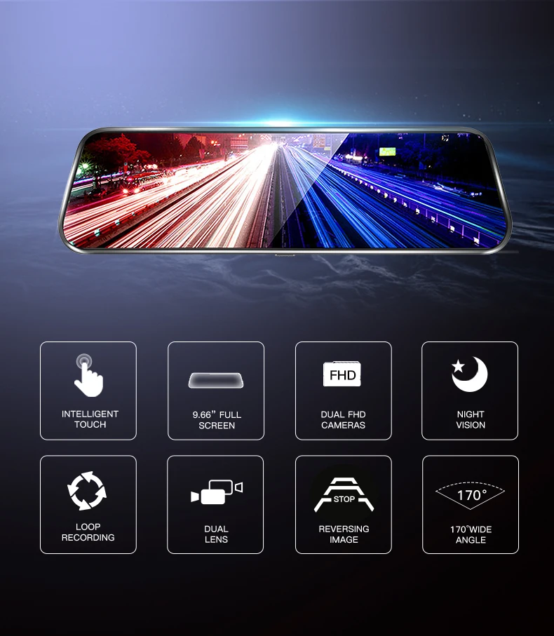 DVR Автомобильная камера Sony видеорегистратор с двумя объективами 1080P зеркало