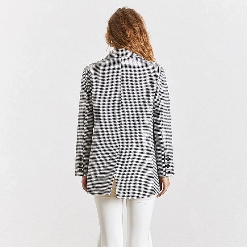 Женский клетчатый Блейзер TWOTWINSTYLE элегантный блейзер с отложным воротником и