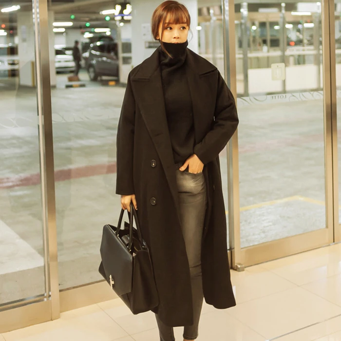 Женское зимнее пальто теплое кашемировое с длинным отложным воротником 2018|coat