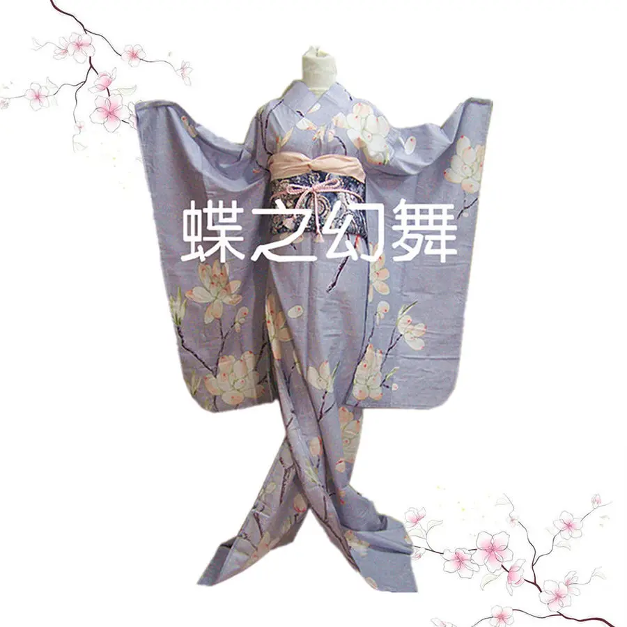 Женское японское традиционное цветочное кимоно Furisode, длинное кимоно, японское платье для косплея, костюм