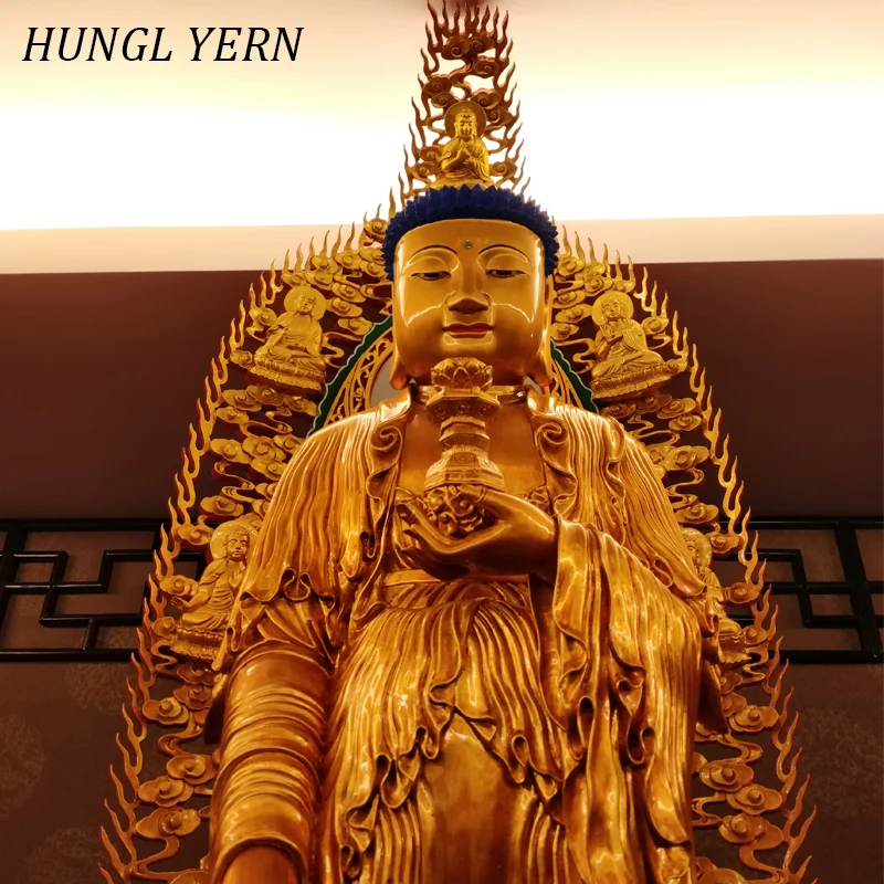 70 см деревянная традиционная статуя будды ручной работы скульптура золотой лак