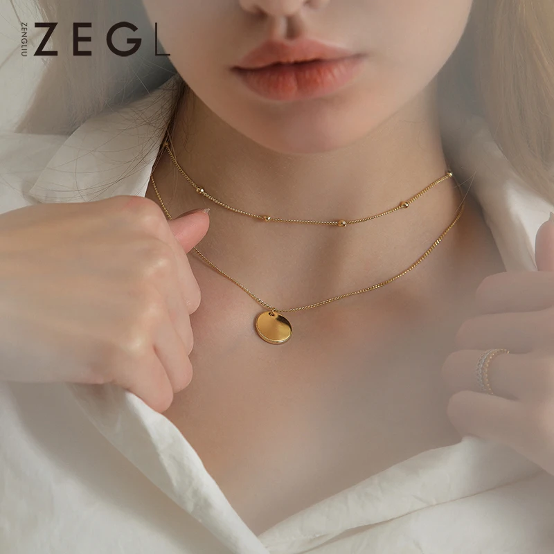 Женское Ожерелье ZEGL Двухслойное ожерелье с цепочкой для ключиц простая