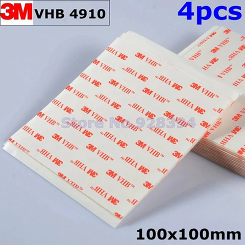4pcs 100x100mm 1 рулон 3 м длиной Прозрачный 3 М VHB 4910 сверхпрочный двухсторонний клей акриловая пена широкий выбор - Цвет: 4pcs 100x100mm