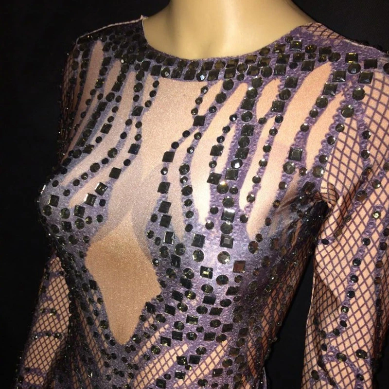 Sexy Stage Bodysuit Sparkly Rhinestones Jumpsuit Women for Christmas Celebrate Nightclub Clothing Performance Stage Costumes