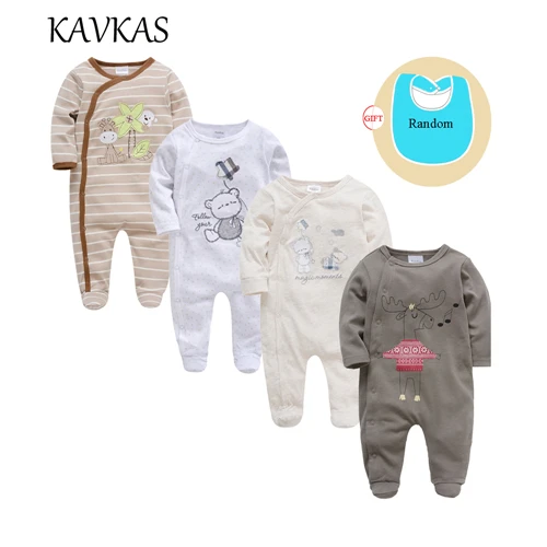 Kavkas/4 шт./партия одежда для малышей хлопковые детские комбинезоны на Рождество с длинными рукавами и круглым вырезом roupa de bebes, Одежда для новорожденных девочек и мальчиков - Цвет: 45464786