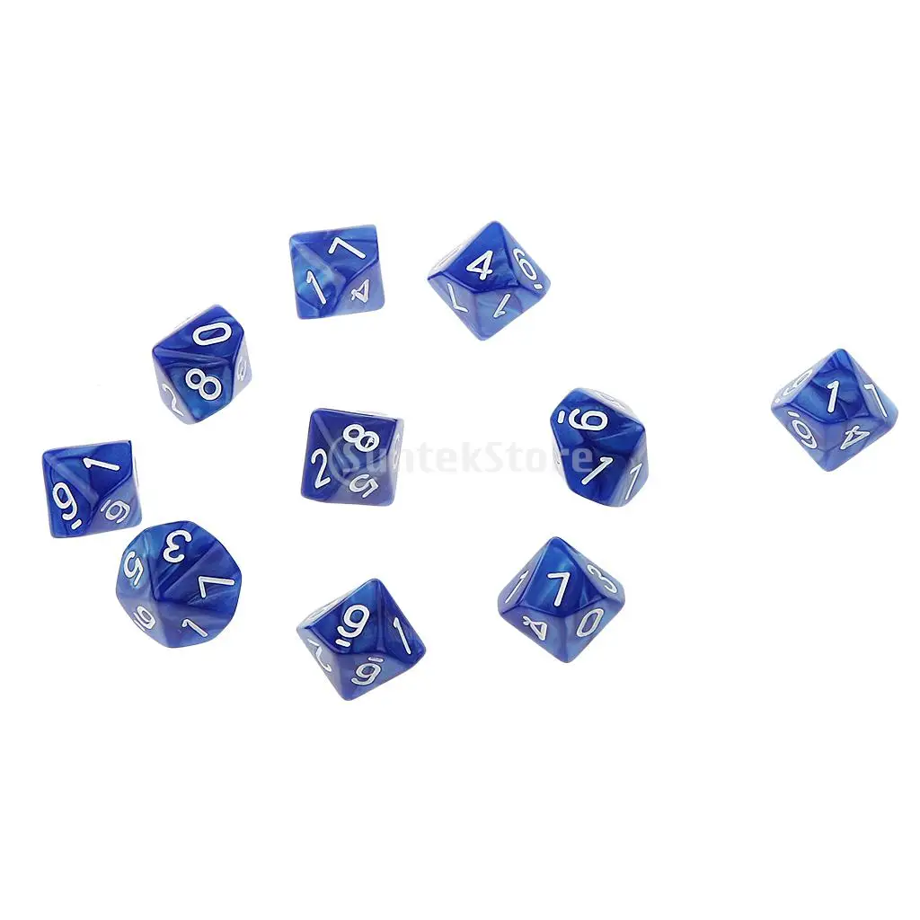 MagiDeal 10 шт многогранные игральные кости D6 D10 D12 игральные кости D& D RPG Вечерние игры Кубики цифровые настольные игры Кубики
