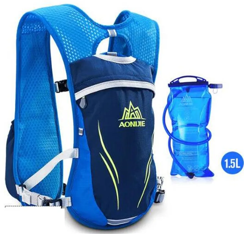 Blue Set B AONIJIE бегущий марафон гидратация нейлон 5.5L уличные сумки для бега походный рюкзак жилет марафон велосипедный рюкзак - Цвет: Blue Set B