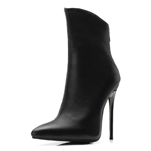 CDPUNDARI Sexy Pointed Toe Ankle boots for women Super High heels boots Ladies Winter shoes - Цвет: Черный