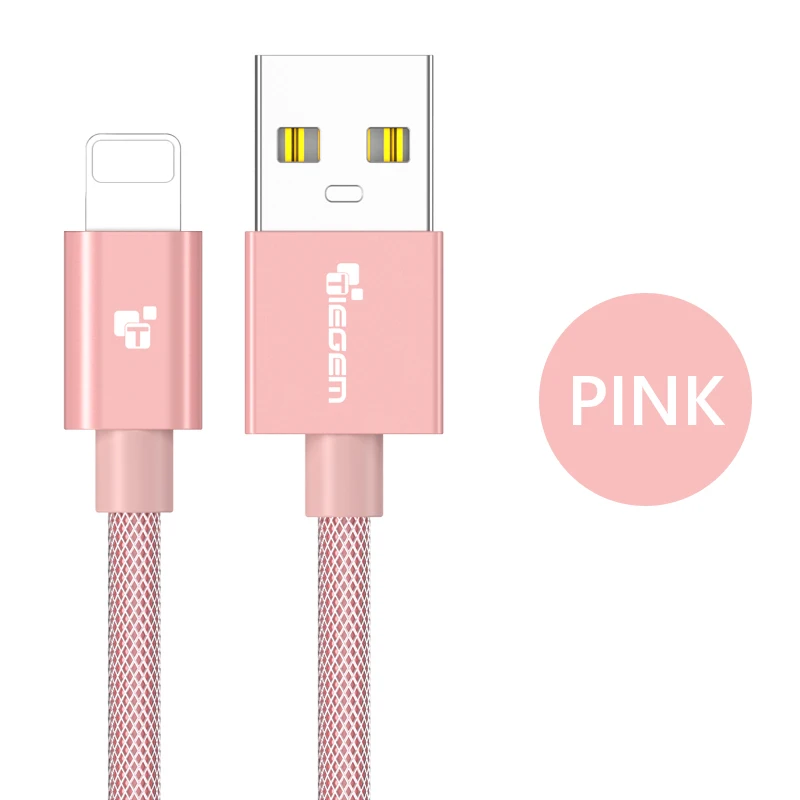Розовый Tiegem для iPhone кабель 2.0A Быстрая зарядка и синхронизация данных USB кабель для iPhone 7 6 6s Plus 5 5S SE iPad Air Mini зарядное устройство - Цвет: Розовый