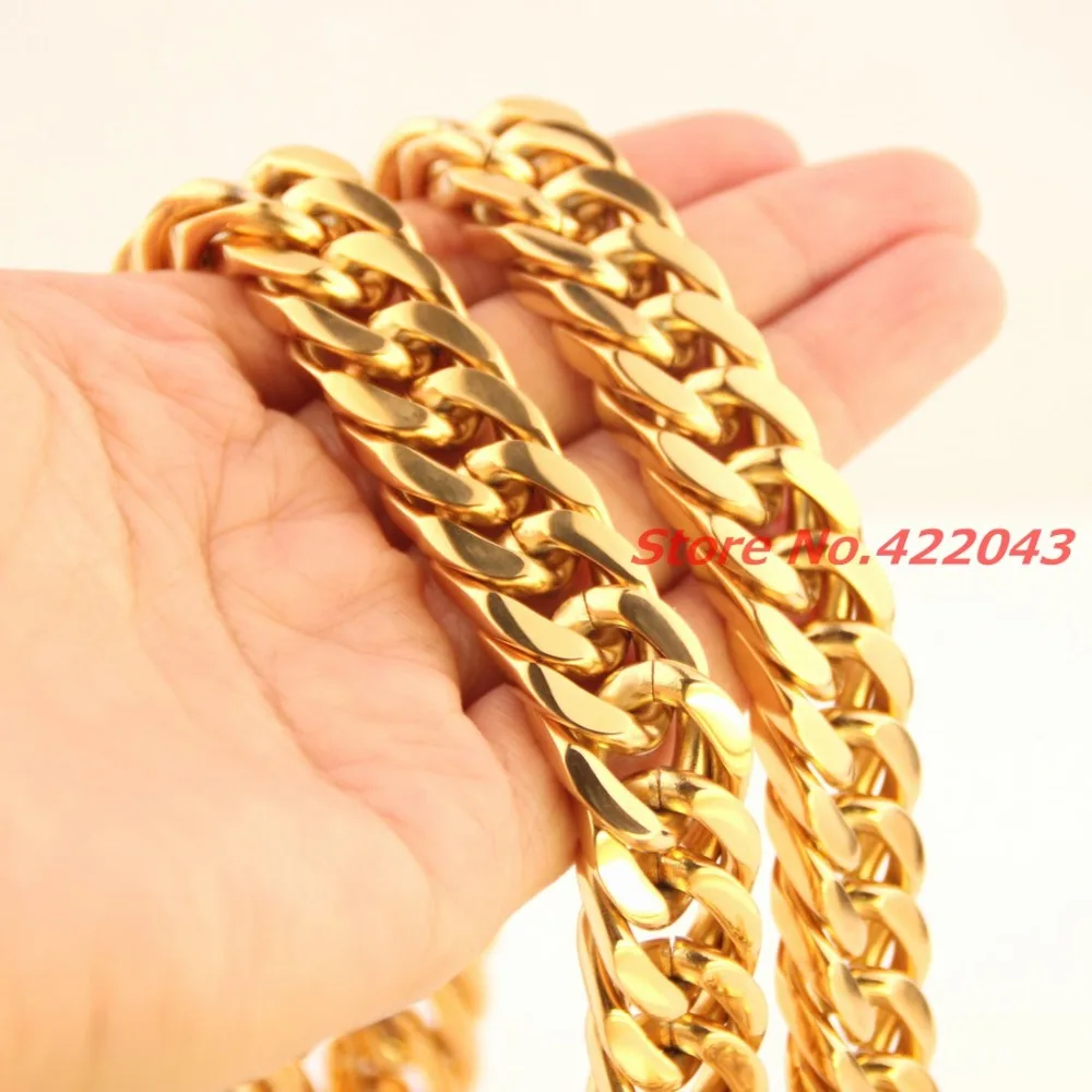 

10/12/14/17mm 7-40" Boys Mens Chain Boys Cuban Curb Chains Silver color 316L Stainless Steel Necklace Gift