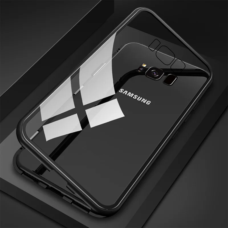 Hot Luxury Magnetic Case For Samsung Galaxy S8 S9 Plus S7 Edge Note 8 9 Clear Mobile Phone tempered glass Back Cover Casing Etui |