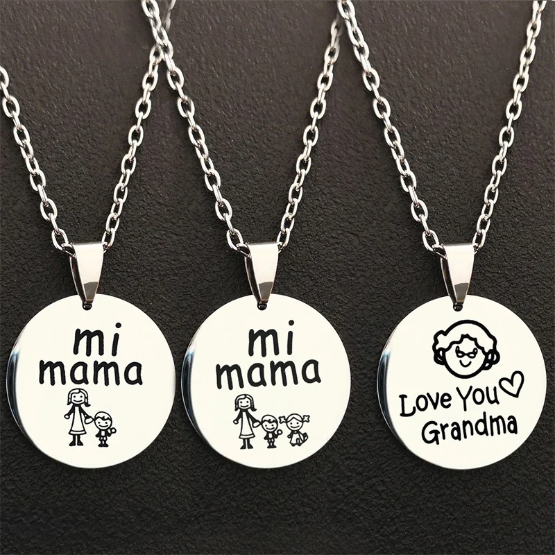 Ручная Штамповка из нержавеющей стали Mi Mama Grandmather бабушка гравированное ожерелье